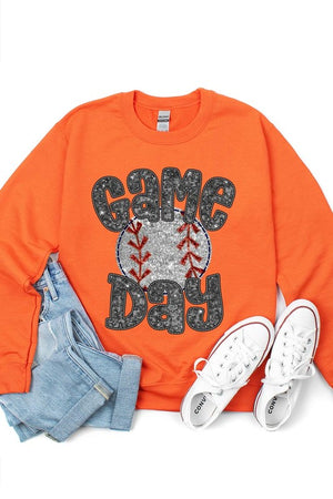 Baseball Game Day Faux Sequins Graphic Sweatshirts