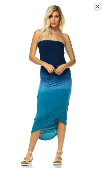 SALE! Dip dye Strapless Midi Layered Dress