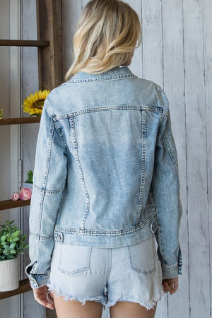 Vervet Distressed Button Up Denim Jacket