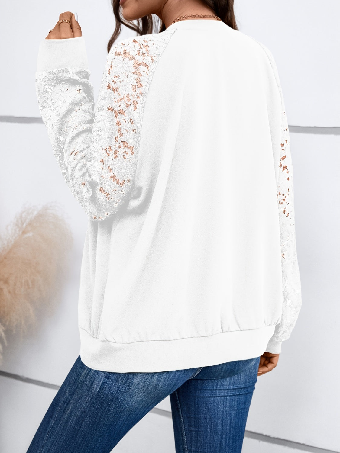 Lace Zip Up Long Sleeve Jacket