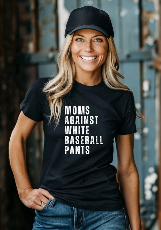 Moms Against White Baseball Pants Boutique Tee