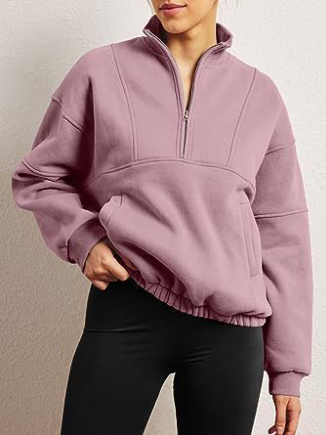 Half Zip Dropped Shoulder Sweatshirt