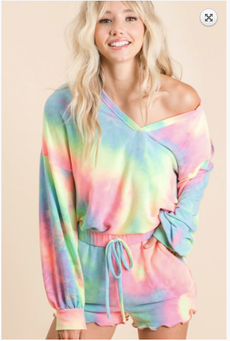 Sale! TIE DYE FRENCH TERRY TOP ONLY WITH BALLOON SLEEVES Due END OF AUG S-XL