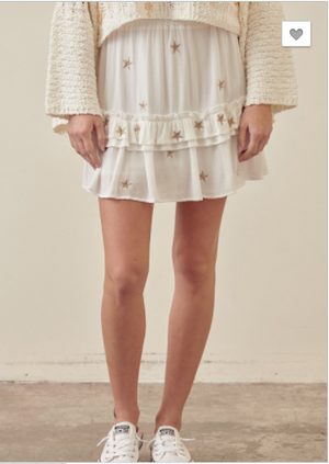 SALE! Ruffled Skirt- White/Gold or Blush/White