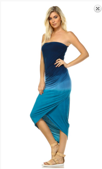 SALE! Dip dye Strapless Midi Layered Dress