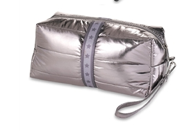 Puffer Cosmetic Bags gun metal with grey star