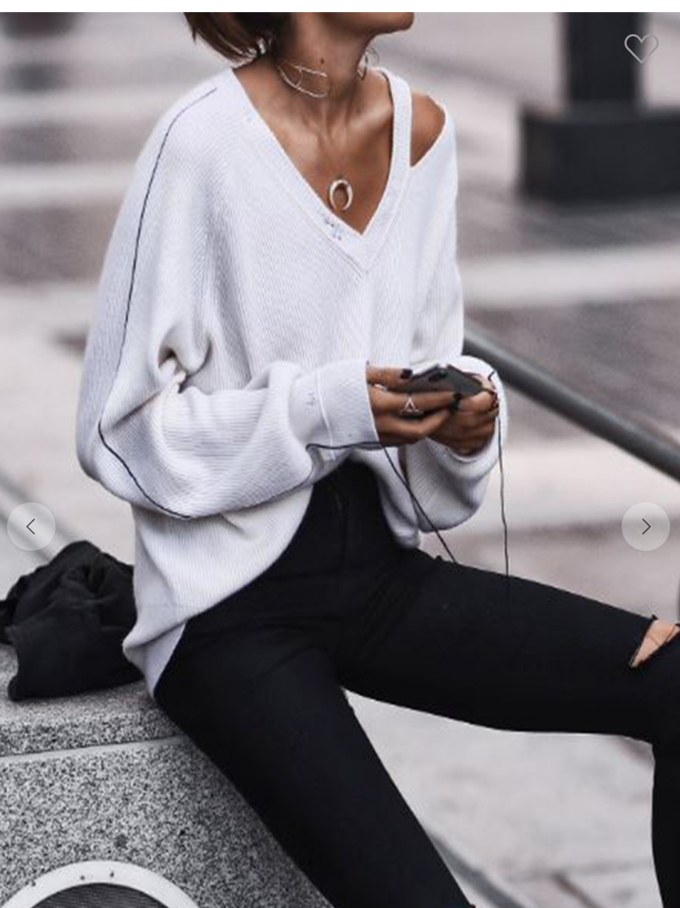 Cold Shoulder V Neck Sweater KJB COUTURE