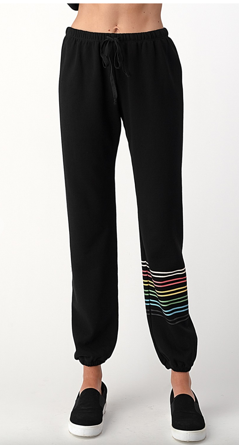 Knit jogger pants with rainbow stripe