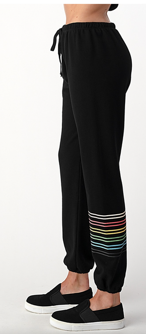 Knit jogger pants with rainbow stripe