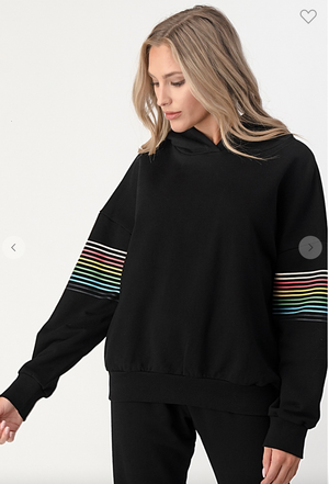 Knit hoodie with rainbow stripe