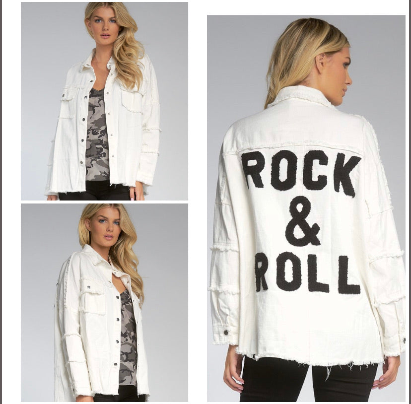 Rock and Roll Distressed White Jacket