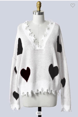 Heart Sweater Distressed