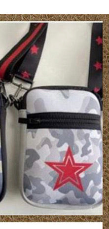 Grey Camo Cell Bag with Red star